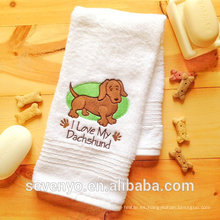 Toalla de baño de perro Wiener con toalla de perro 100% algodón bordada - bt-086